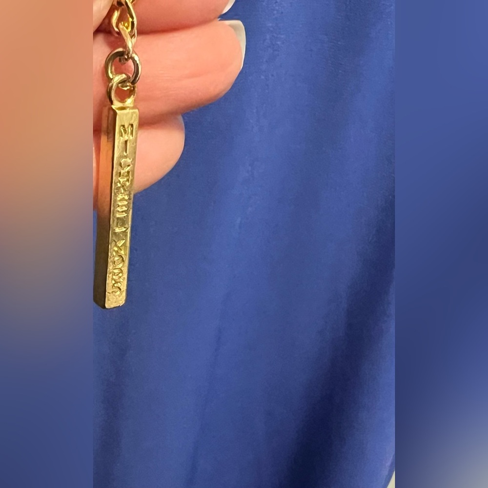 MICHAEL Michael Kors Blue Blouse with Gold Tone Chain Accents EUC - Picture 3 of 6